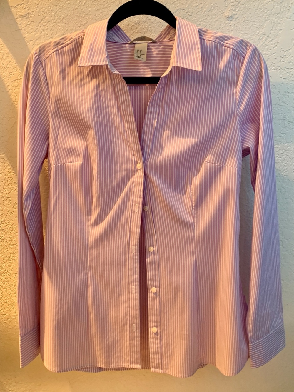 H&M Pink and White Striped Button-Down Shirt